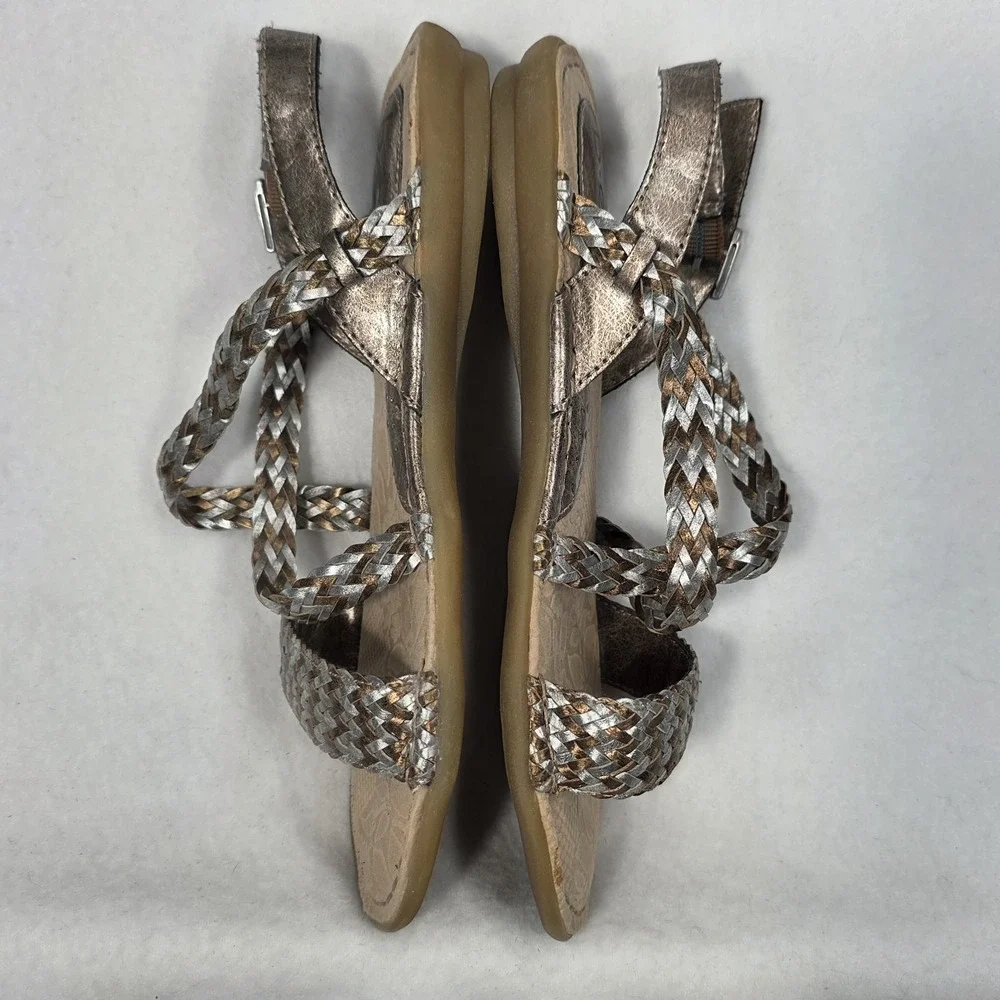 B.O.C. Women's Sz 7M Gold Silver Braided Strap Sandals